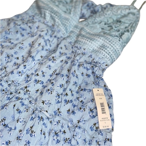 Floral Ditsy Crochet-Top Tiered Mini Dress - Picture 2 of 6